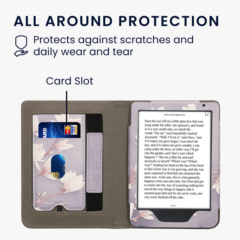 kwmobile Flip Cover kompatibel mit Kobo Clara BW / Clara Colour / Tolino Shine (5) / Shine Color - Hülle mit Handschlaufe