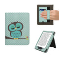 kwmobile Flip Cover kompatibel mit Kobo Clara BW / Clara Colour / Tolino Shine (5) / Shine Color - Hülle mit Handschlaufe Eule Schlaf Türkis Braun Mintgrün Türkis  [dsg02]