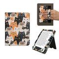 kwmobile Flip Cover kompatibel mit Kobo Clara BW / Clara Colour / Tolino Shine (5) / Shine Color - Hülle mit Handschlaufe Katzen Orange Schwarz Weiß Orange  [dsg07]