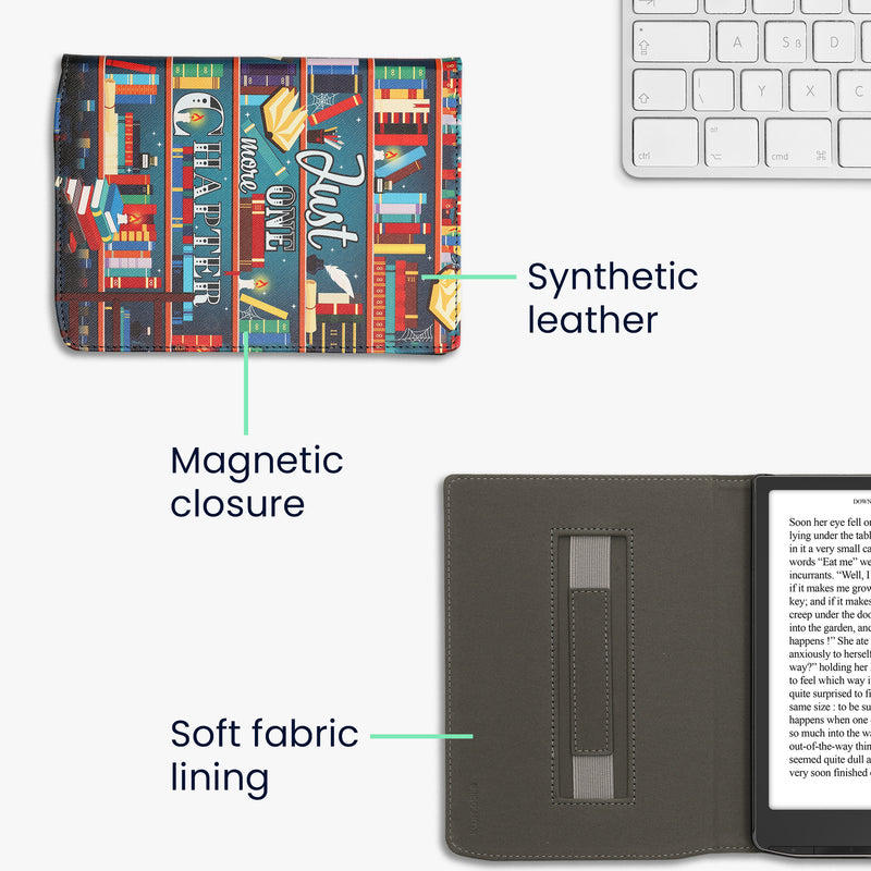 kwmobile Schutzhülle für Pocketbook InkPad 4 / Color 3 / Color 2 / Vivlio InkPad 4 / InkPad Color 3 Hülle - eReader Flip Case mit Handschlaufe und Auto Sleep Funktion
