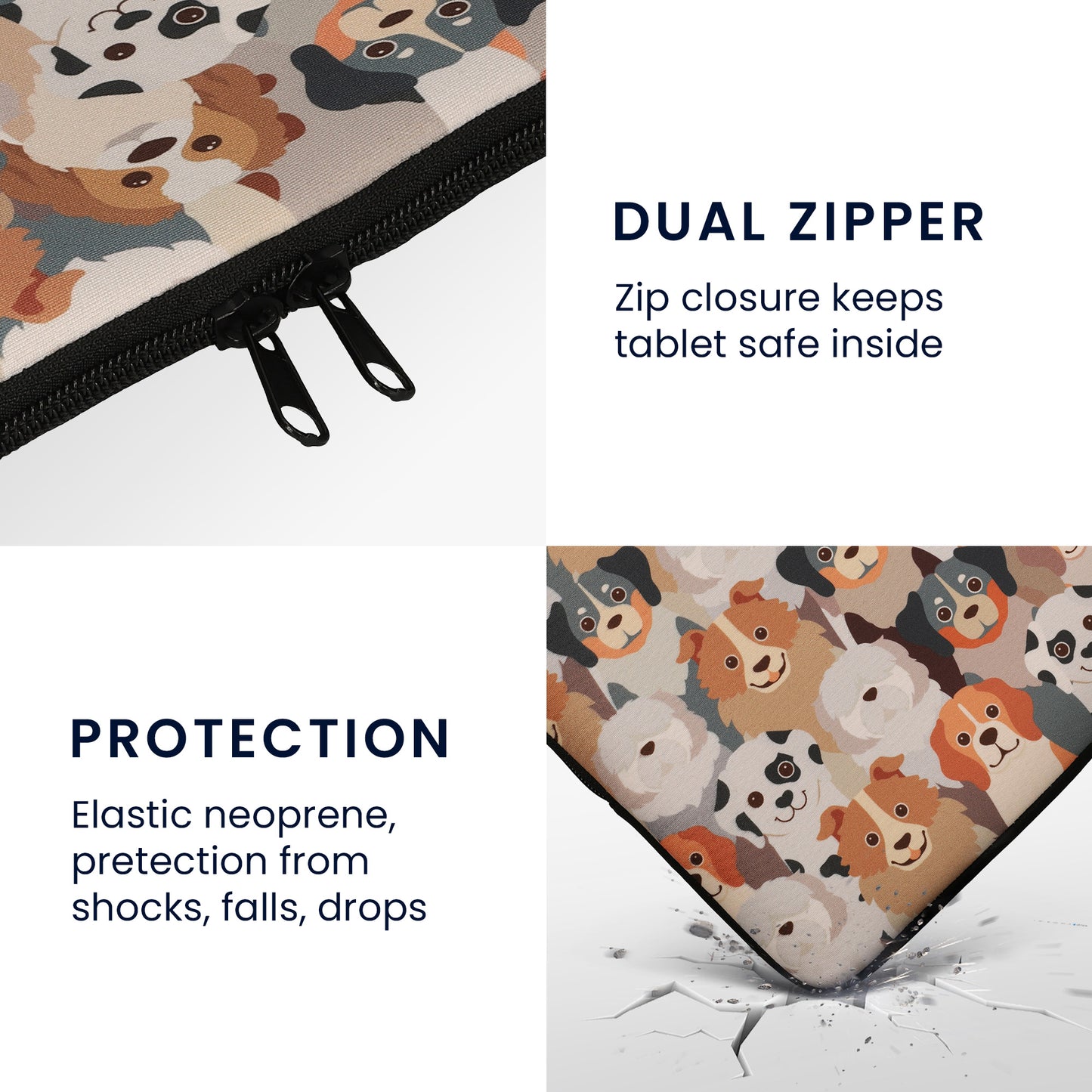 kwmobile Tablet Hülle kompatibel mit 13" Tablet Universal Tasche Cover Case Schutzhülle Sleeve Viele Hunde