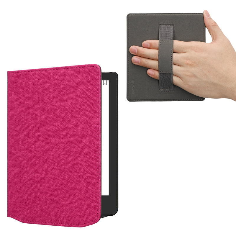 kwmobile Klapphülle kompatibel mit Pocketbook Verse / Verse Lite / Verse Pro / Color / Vivlio Light/Light HD Hülle - Schutzhülle für den eReader aus Kunstleder mit Handschlaufe in Neon Pink Neon Pink  