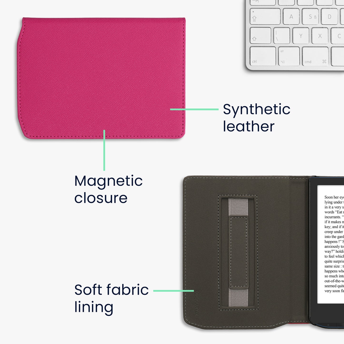 Klapphülle für eReader mit Handschlaufe