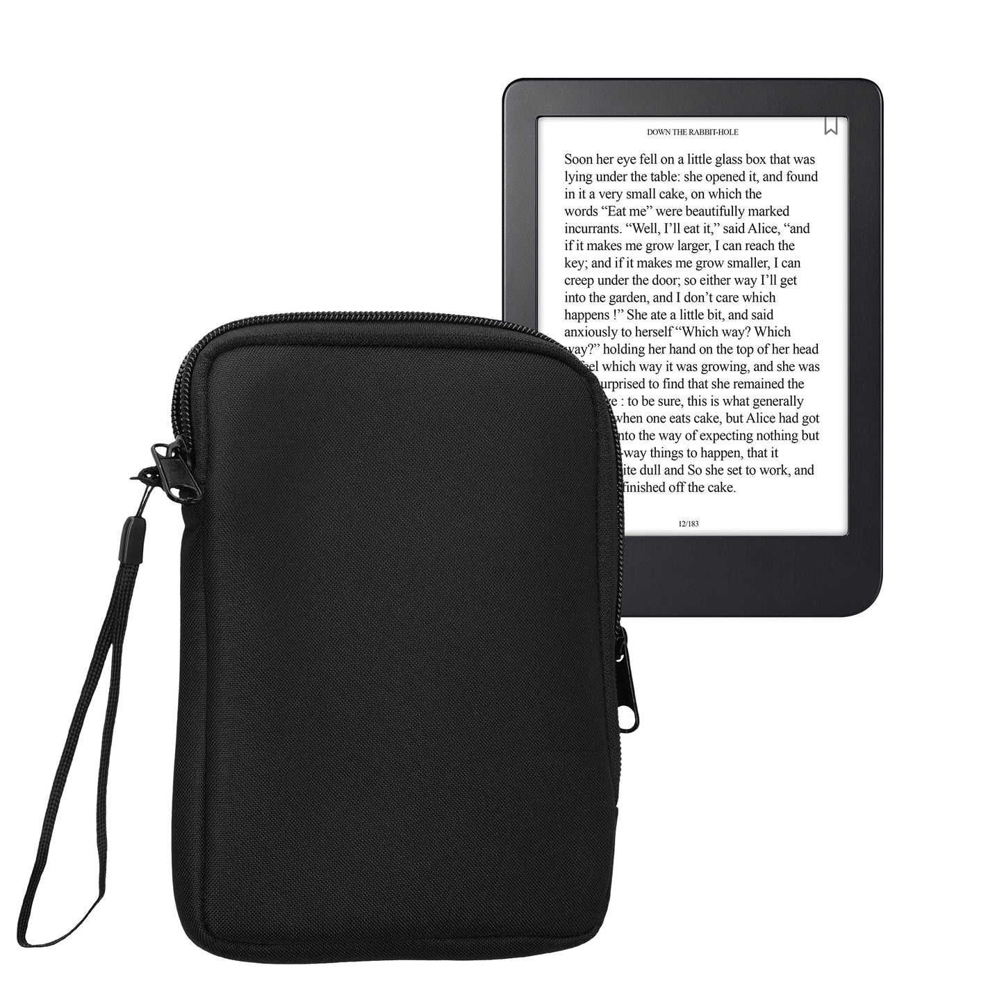 kwmobile Schutzhülle aus Stoff kompatibel mit 6" eReader Hülle - Stoffhülle für e-Reader mit Reißverschluss - Schwarz Schwarz  
