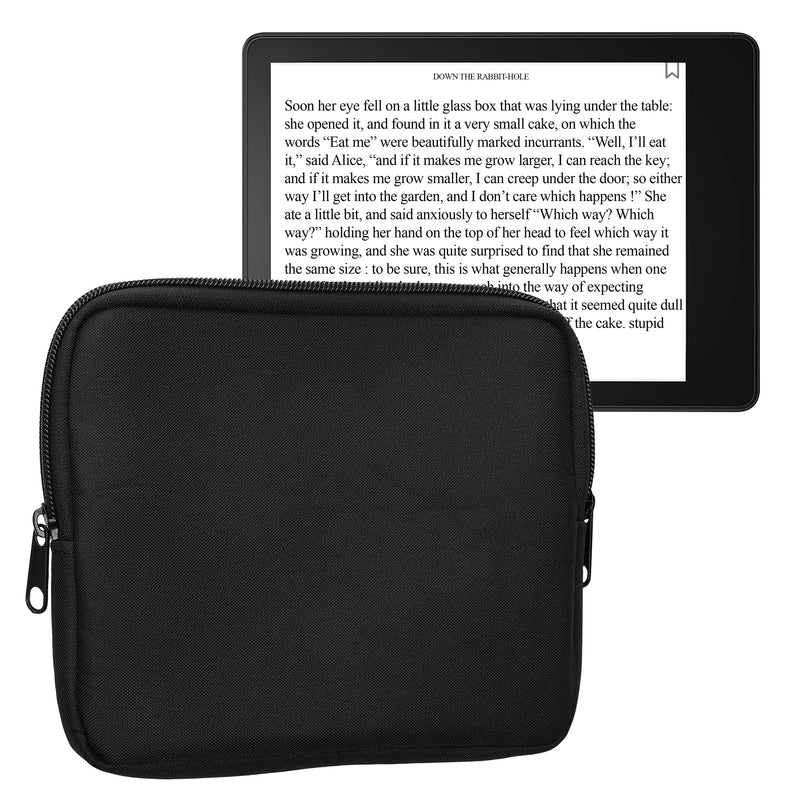 kwmobile Schutzhülle aus Stoff kompatibel mit 6,8-7" eReader Hülle - Stoffhülle für e-Reader mit Reißverschluss - Schwarz Schwarz  