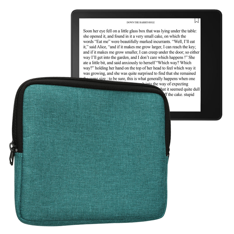 kwmobile Schutzhülle aus Stoff kompatibel mit 6,8-7" eReader Hülle - Stoffhülle für e-Reader mit Reißverschluss - Petrol Petrol  