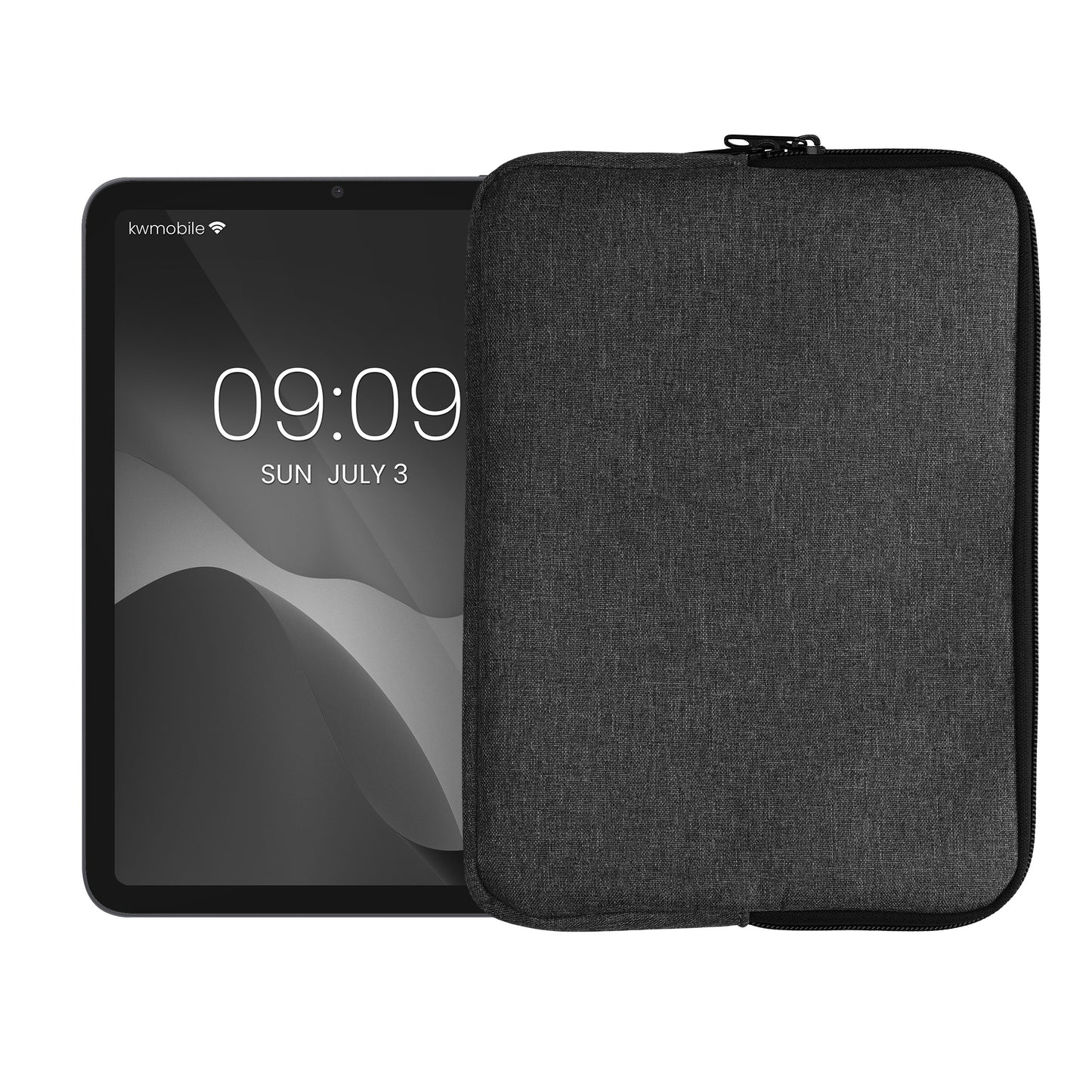 kwmobile Schutzhülle aus Stoff kompatibel mit 9,7"-11" Tablet Hülle - Stoffhülle für Tablet mit Reißverschluss - Dunkelgrau Dunkelgrau  