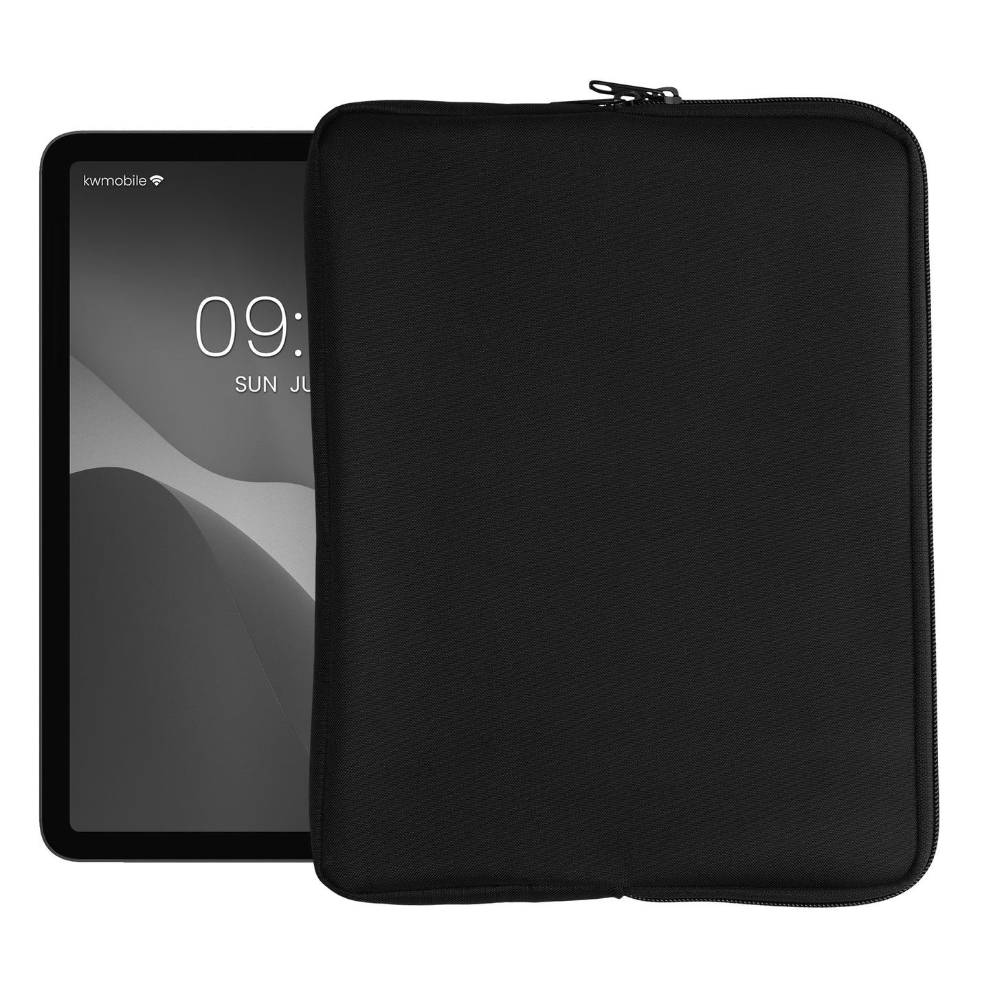 kwmobile Schutzhülle aus Stoff kompatibel mit 12,4"-12,9" Tablet Hülle - Stoffhülle für Tablet mit Reißverschluss - Schwarz Schwarz  