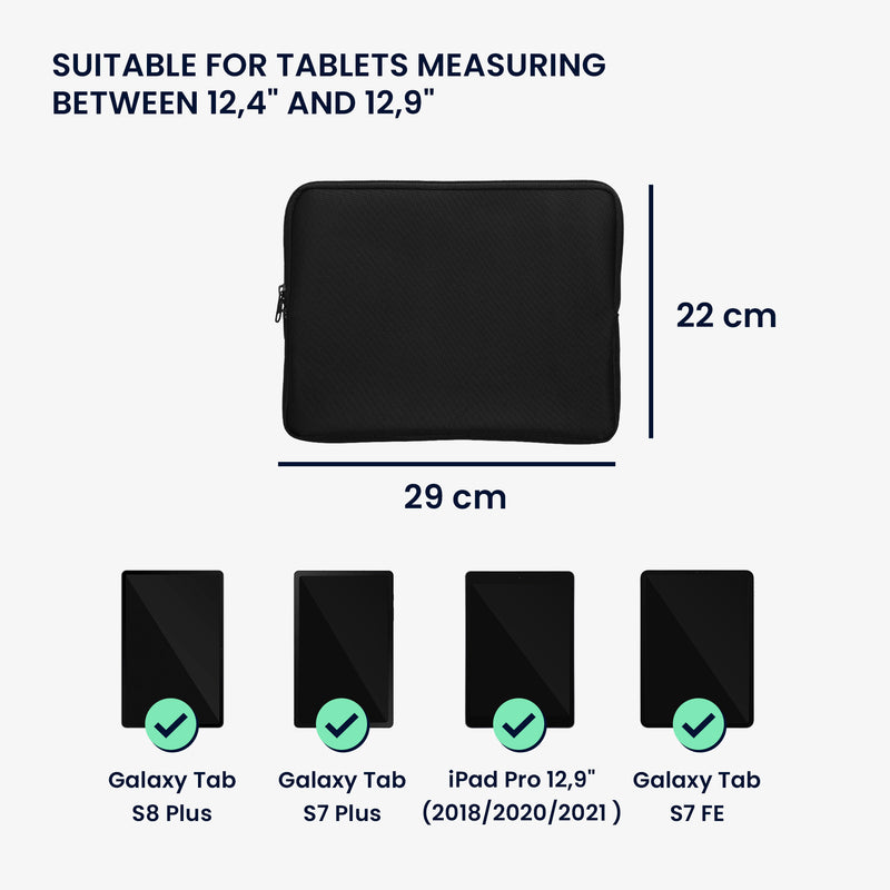 kwmobile Schutzhülle kompatibel mit 12,4"-12,9" Tablet Hülle mit Reißverschluss