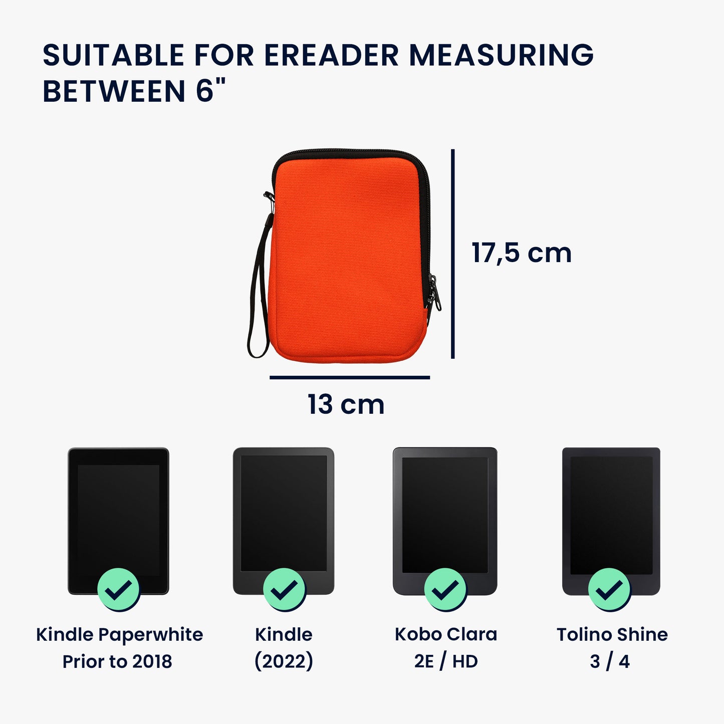 kwmobile Schutzhülle kompatibel mit 6" eReader Hülle mit Reißverschluss