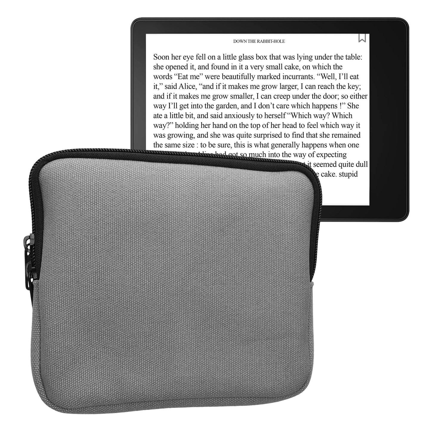 kwmobile Schutzhülle aus Canvas kompatibel mit 6,8-7" eReader Hülle - Canvashülle für e-Reader mit Reißverschluss - Grau Grau  