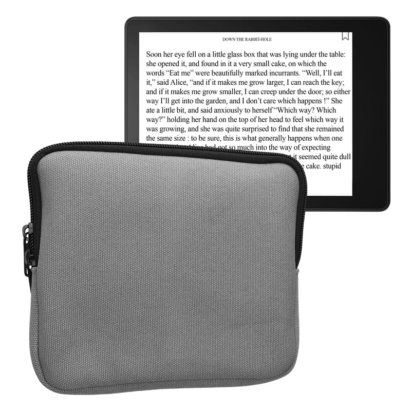 kwmobile Schutzhülle aus Canvas kompatibel mit 6,8-7" eReader Hülle - Canvashülle für e-Reader mit Reißverschluss - Grau Grau  