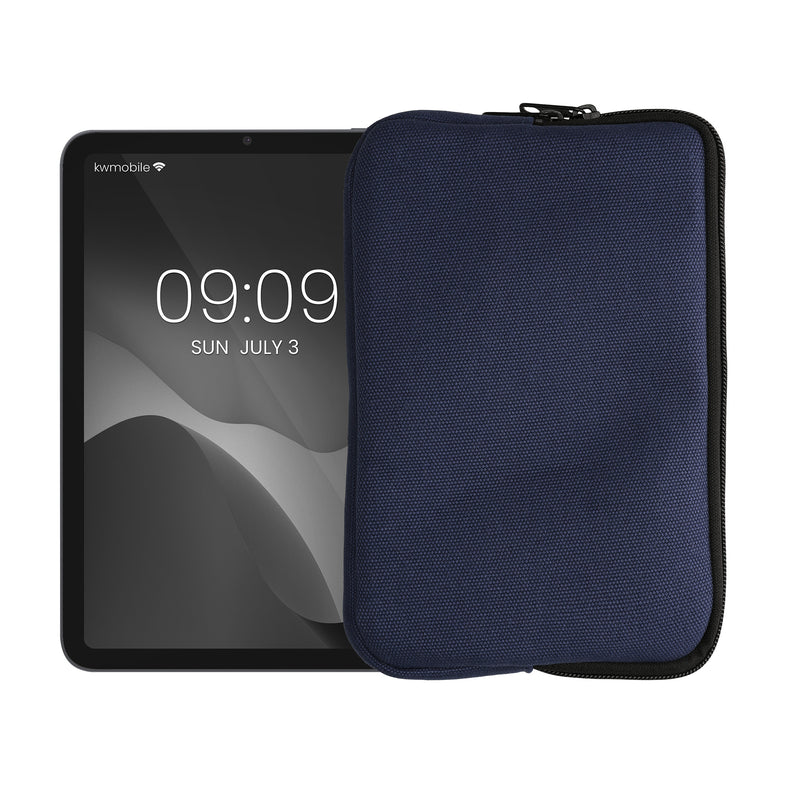 kwmobile Schutzhülle aus Canvas kompatibel mit 8"-8,4" Tablet Hülle - Canvashülle für Tablet mit Reißverschluss - Dunkelblau Dunkelblau  