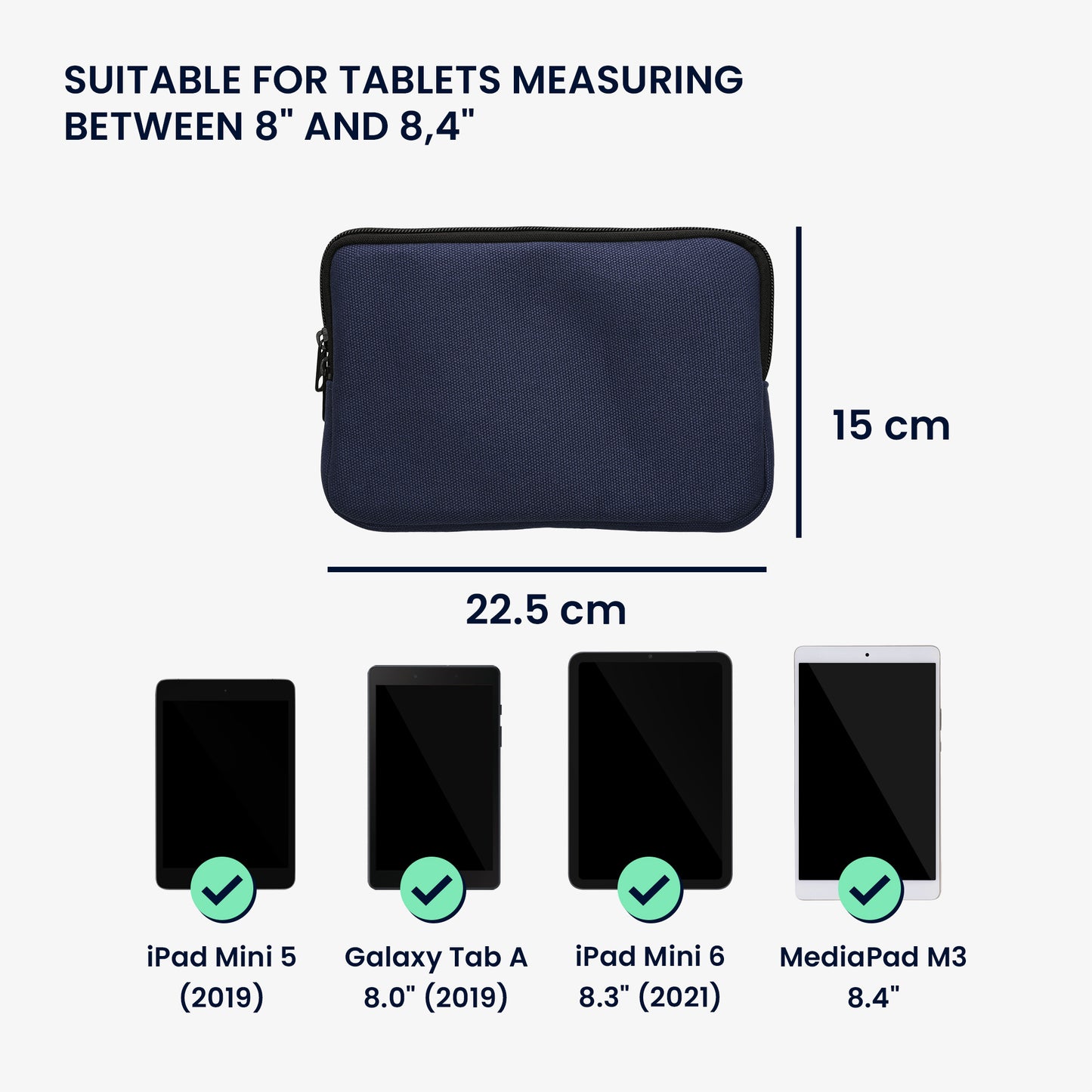 kwmobile Schutzhülle kompatibel mit 8"-8,4" Tablet Hülle mit Reißverschluss