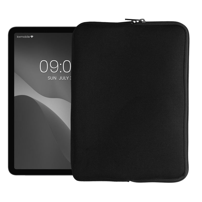 kwmobile Schutzhülle aus Canvas kompatibel mit 9,7"-11" Tablet Hülle - Canvashülle für Tablet mit Reißverschluss - Schwarz Schwarz  