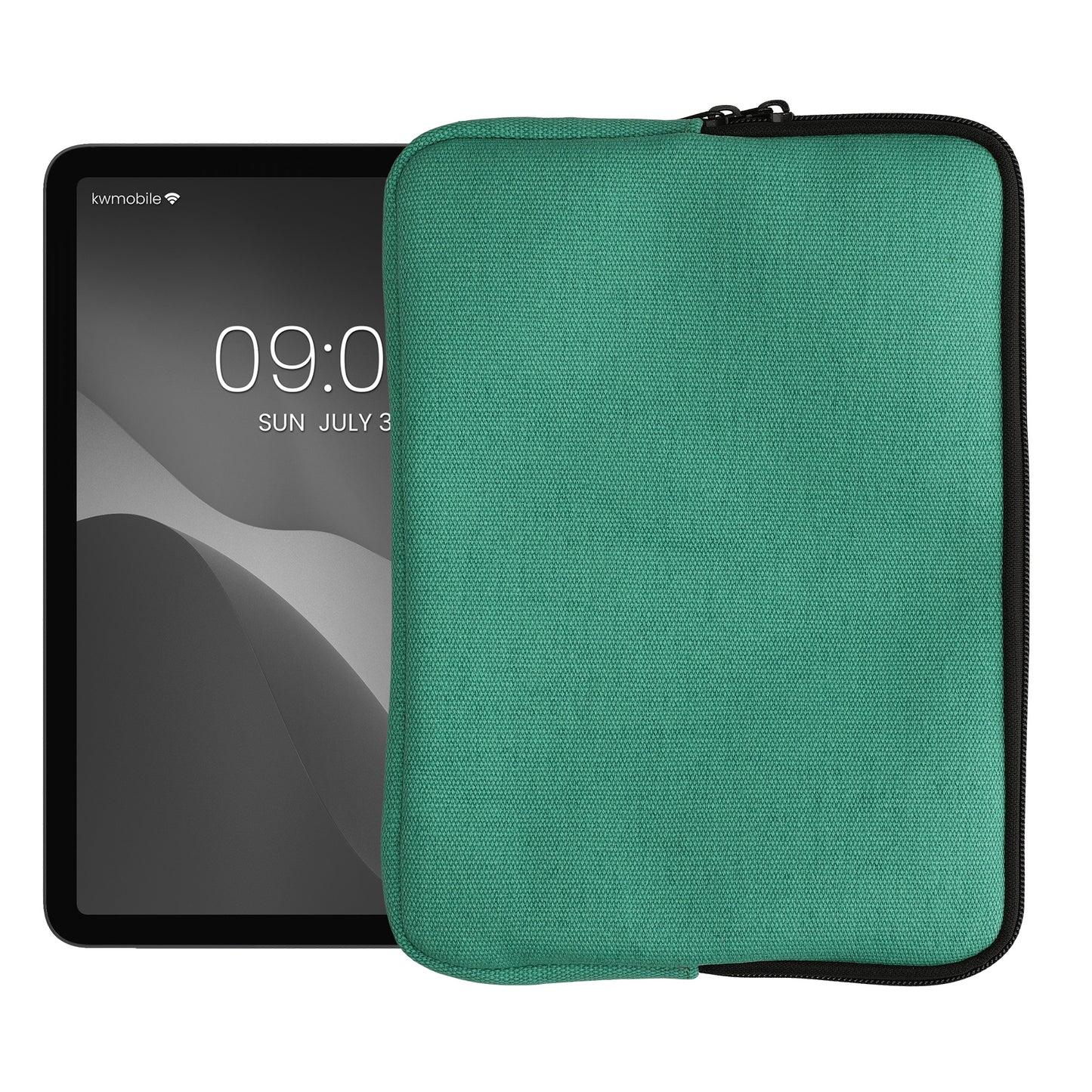 kwmobile Schutzhülle aus Canvas kompatibel mit 9,7"-11" Tablet Hülle - Canvashülle für Tablet mit Reißverschluss - Petrol Petrol  