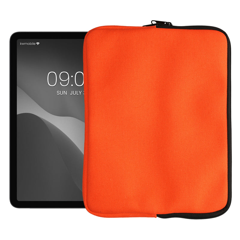 kwmobile Schutzhülle aus Canvas kompatibel mit 12,4"-12,9" Tablet Hülle - Canvashülle für Tablet mit Reißverschluss - Orange Orange  