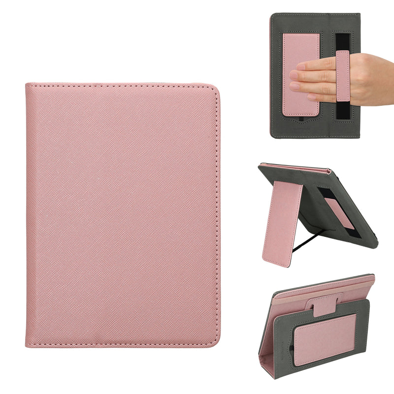 kwmobile Flip Hülle kompatibel mit 6-7" eReader e-Reader - Case mit Handschlaufe und Ständer - Cover 13x18.7cm cm Rosa Rosa  