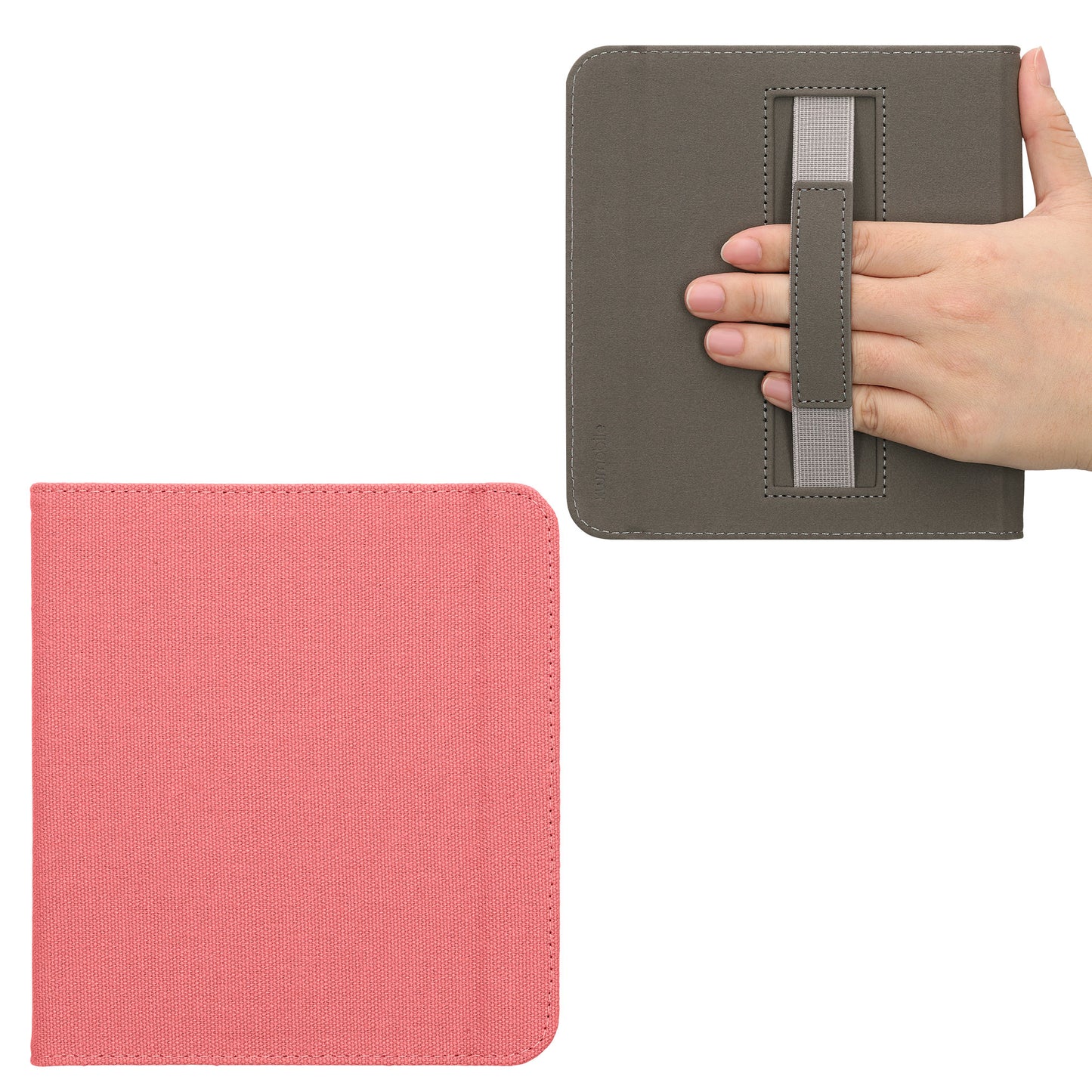 kwmobile Klapphülle kompatibel mit Kobo Kobo Libra Colour / Tolino Vision Color Hülle - Canvas Case - eReader Schutzhülle mit Schlaufe in Rosa Rosa  