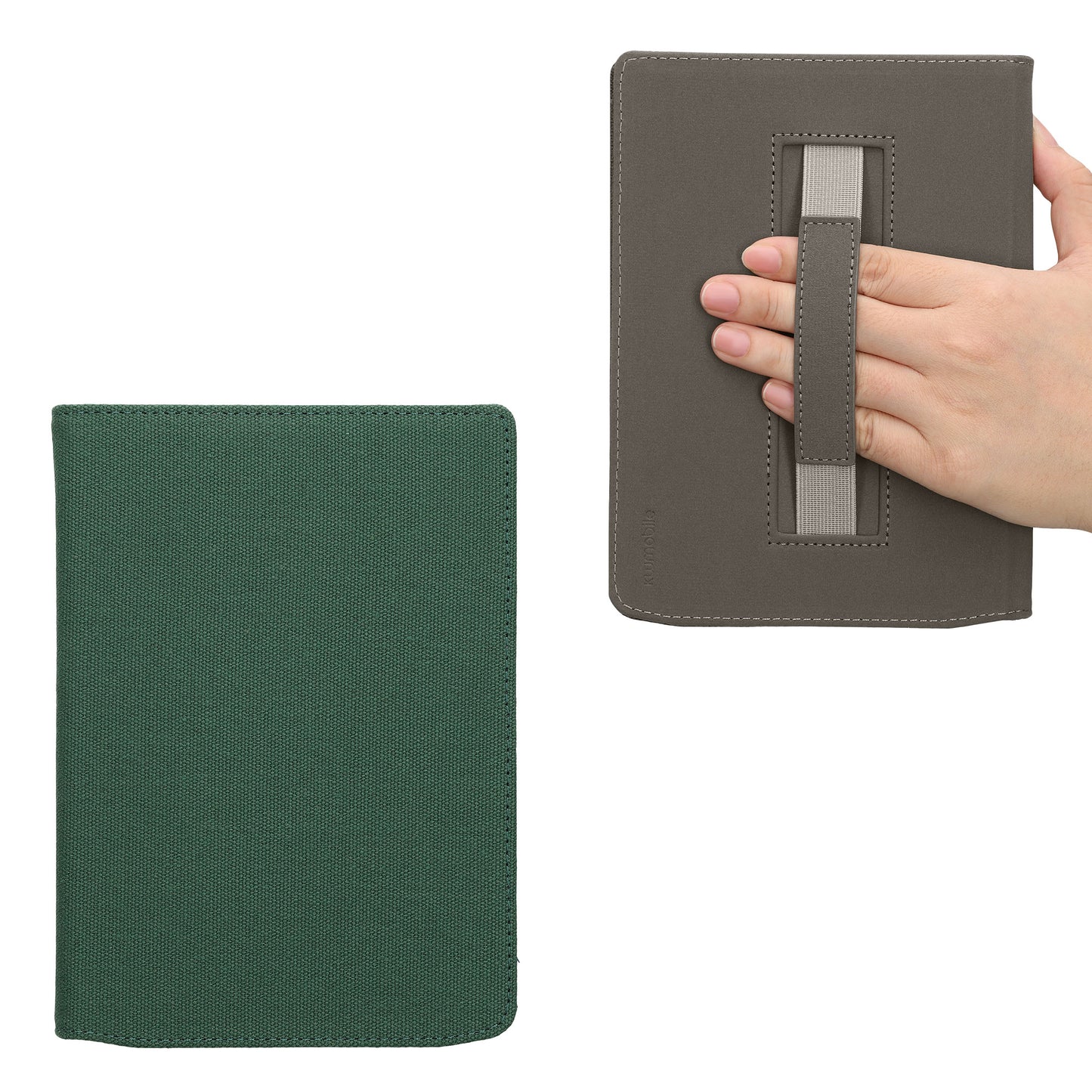 kwmobile Klapphülle kompatibel mit Pocketbook InkPad 4 / Color 3 / Color 2 / Vivlio InkPad 4 / InkPad Color 3 Hülle - Canvas Case - eReader Schutzhülle mit Schlaufe in Dunkelgrün Dunkelgrün  