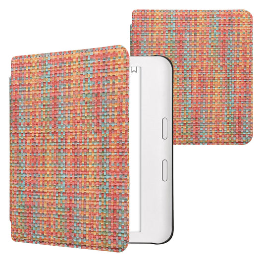 kwmobile Klapphülle kompatibel mit Kobo Kobo Libra Colour / Tolino Vision Color Hülle - eReader Case - Farbenfroh karriert Gelb Rot Grün Gelb  [dsg01]