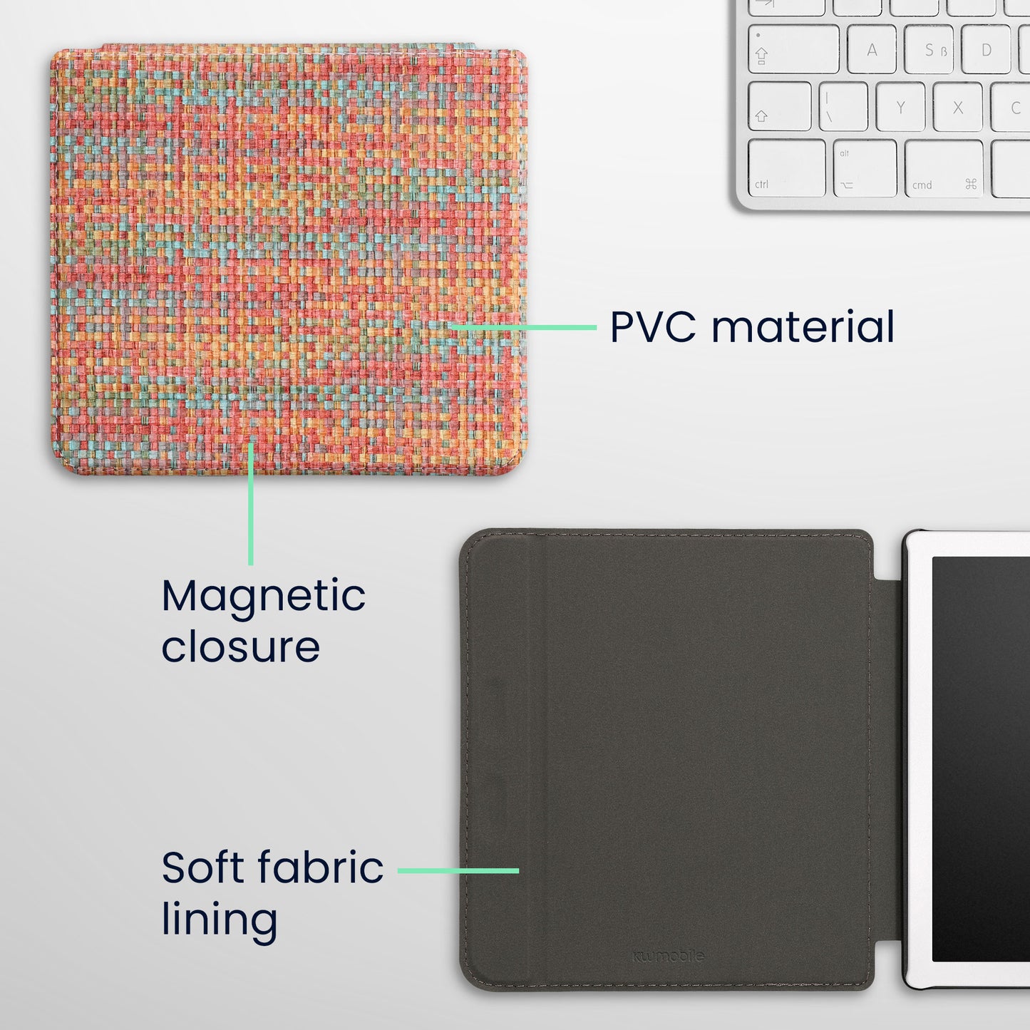 kwmobile Klapphülle kompatibel mit Kobo Kobo Libra Colour / Tolino Vision Color Hülle - eReader Case