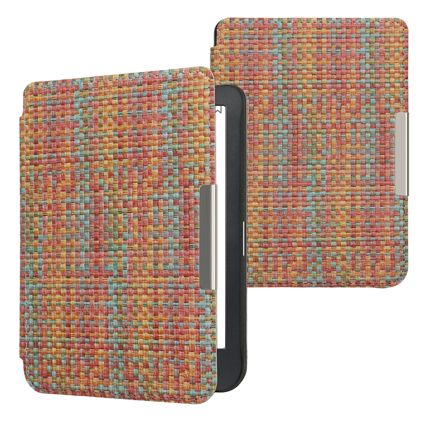 kwmobile Klapphülle kompatibel mit Kobo Clara BW / Clara Colour / Tolino Shine (5) / Shine Color Hülle - eReader Case - Farbenfroh karriert Gelb Rot Grün Gelb  [dsg01]