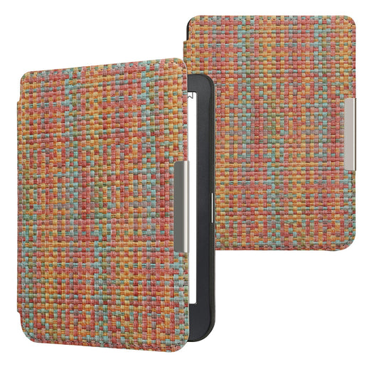 kwmobile Klapphülle kompatibel mit Kobo Clara BW / Clara Colour / Tolino Shine (5) / Shine Color Hülle - eReader Case - Farbenfroh karriert Gelb Rot Grün Gelb  [dsg01]