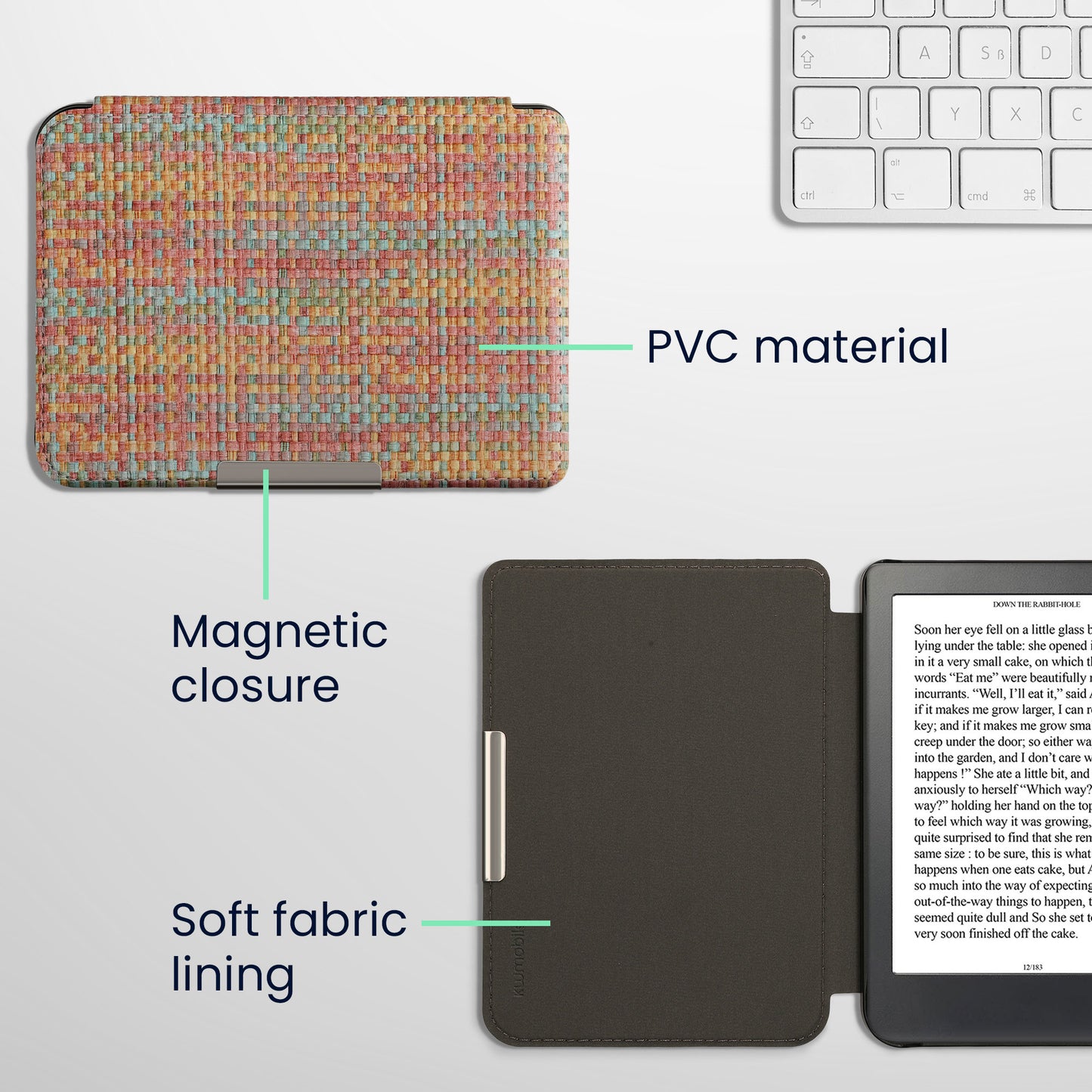 kwmobile Klapphülle kompatibel mit Kobo Clara BW / Clara Colour / Tolino Shine (5) / Shine Color Hülle - eReader Case