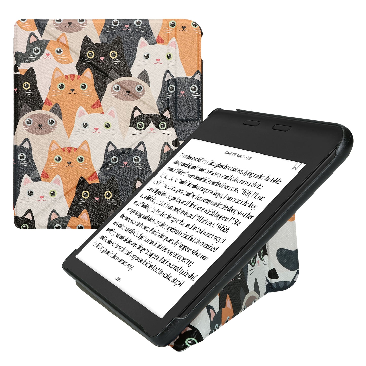 kwmobile Schutzhülle kompatibel mit Kobo Kobo Libra Colour / Tolino Vision Color - Hülle Kunstleder - eReader Cover Case - Katzen Orange Schwarz Weiß Orange  [dsg06]