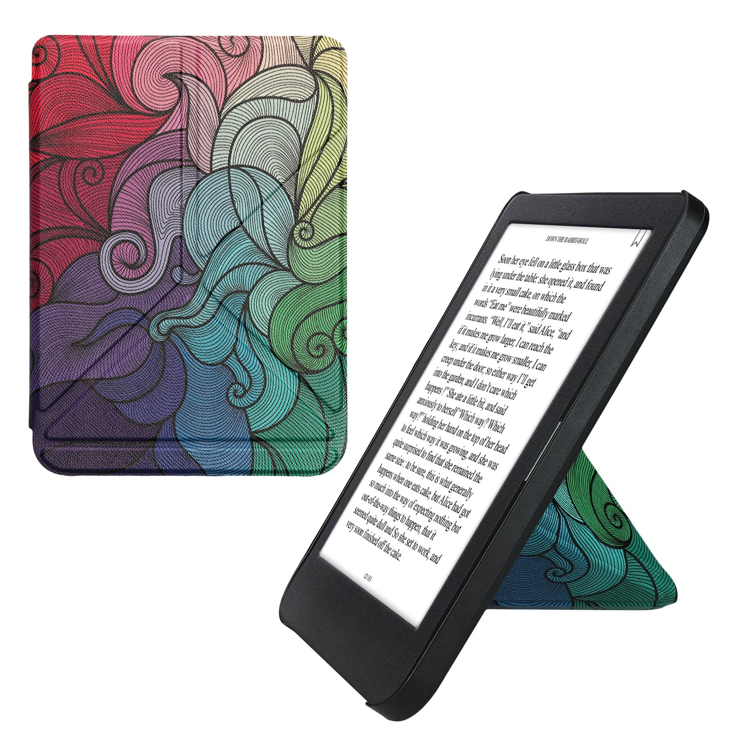 kwmobile Schutzhülle kompatibel mit Kobo Clara BW / Clara Colour / Tolino Shine (5) / Shine Color - Hülle Kunstleder - eReader Cover Case - Farbrausch Pink Blau Grün Pink  [dsg02]