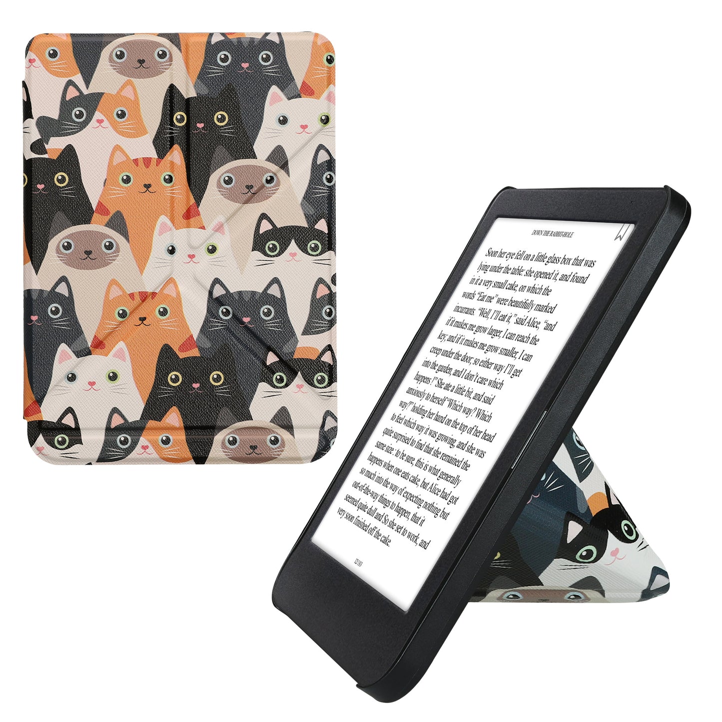 kwmobile Schutzhülle kompatibel mit Kobo Clara BW / Clara Colour / Tolino Shine (5) / Shine Color - Hülle Kunstleder - eReader Cover Case - Katzen Orange Schwarz Weiß Orange  [dsg06]