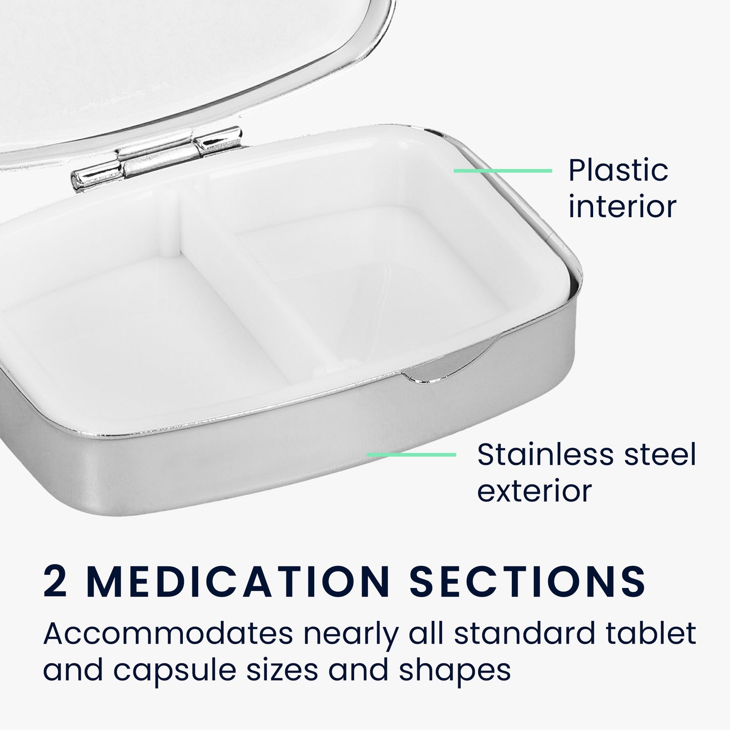 kwmobile Tablettenbox mit 2 Fächern Pillendosen Set klein Tragbare Pillenbox Metall Medikamentenbox Dose in Don't Touch