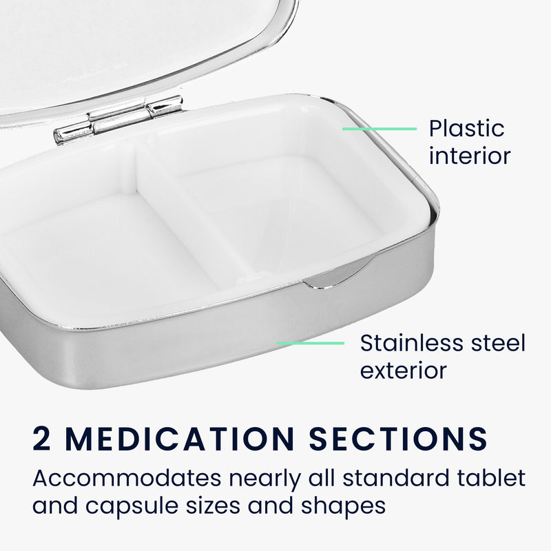 kwmobile Tablettenbox mit 2 Fächern Pillendosen Set klein Tragbare Pillenbox Metall Medikamentenbox Dose in Don't Touch