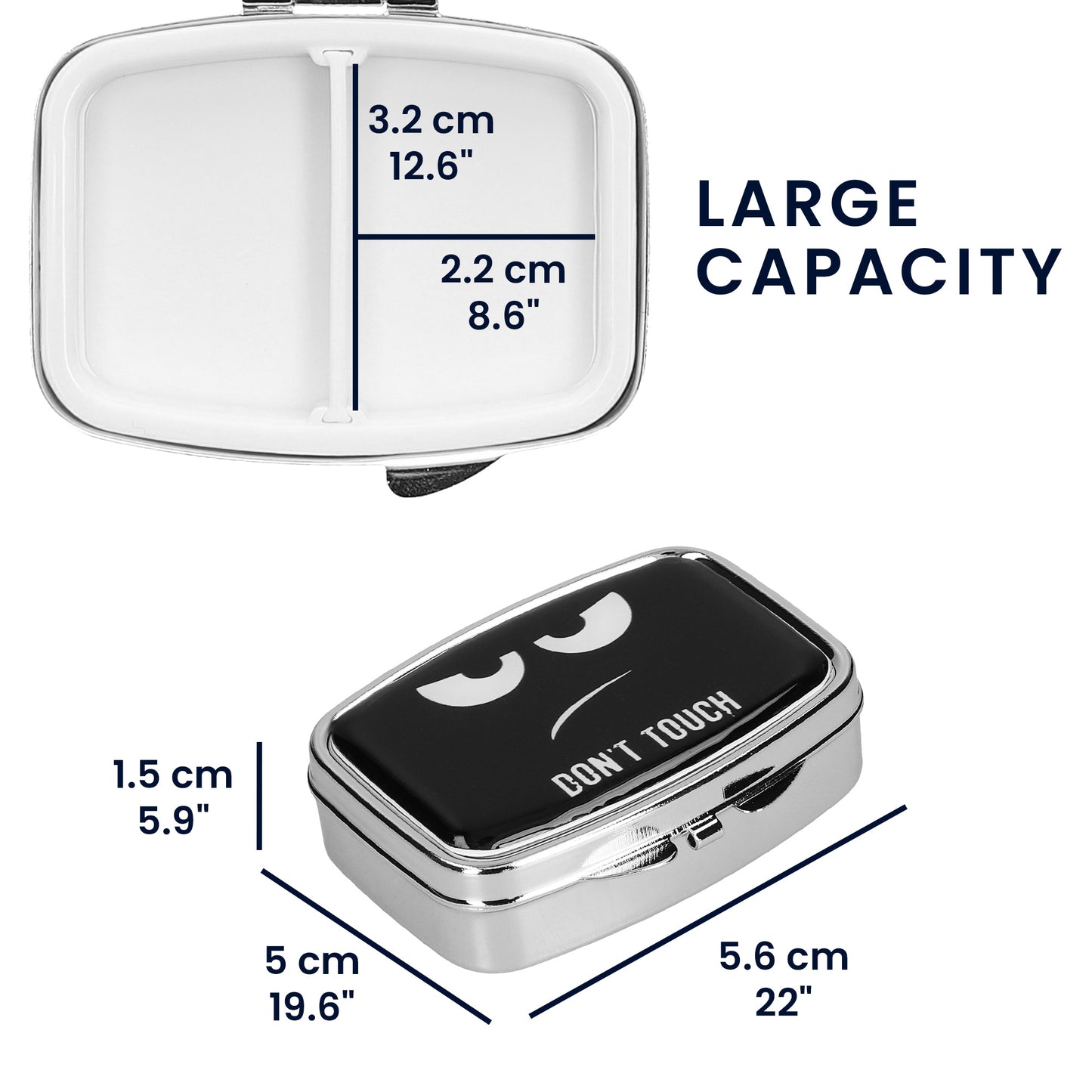 kwmobile Tablettenbox mit 2 Fächern Pillendosen Set klein Tragbare Pillenbox Metall Medikamentenbox Dose in Don't Touch