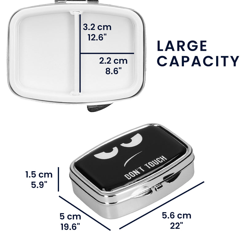 kwmobile Tablettenbox mit 2 Fächern Pillendosen Set klein Tragbare Pillenbox Metall Medikamentenbox Dose in Don't Touch