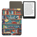 kwmobile Schutzhülle für Amazon Kindle Paperwhite (2024)/Colorsoft Hülle - eReader Flip Case mit Auto Sleep Funktion - Bibliothek Motto