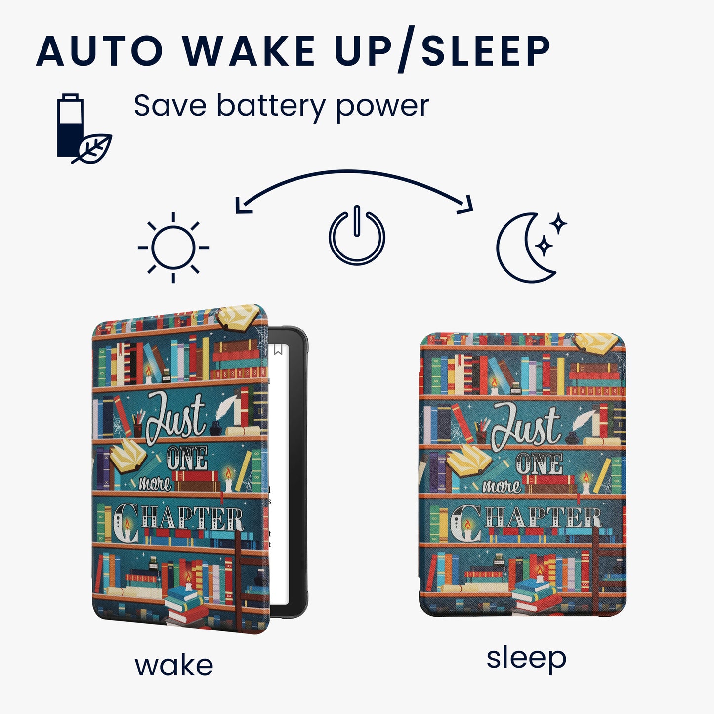 kwmobile Schutzhülle für Amazon Kindle Paperwhite (2024)/Colorsoft Hülle - eReader Flip Case mit Auto Sleep Funktion - Bibliothek Motto