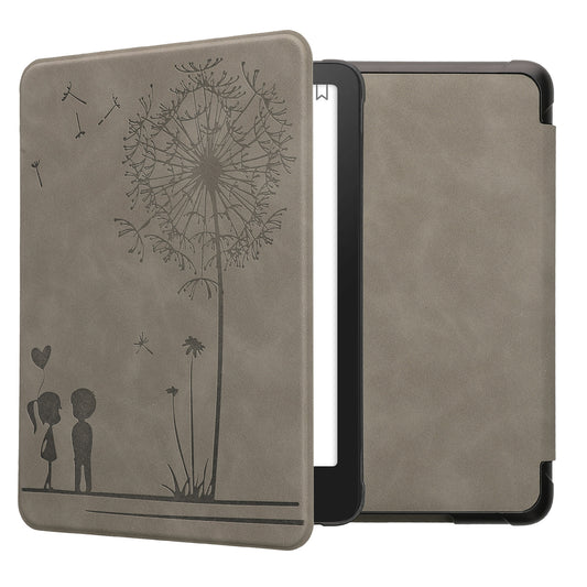 kwmobile Hülle kompatibel mit Amazon Kindle Paperwhite (2024)/Colorsoft Hülle - Kunstleder Cover - Pusteblume Love Grau Grau  [dsg01]