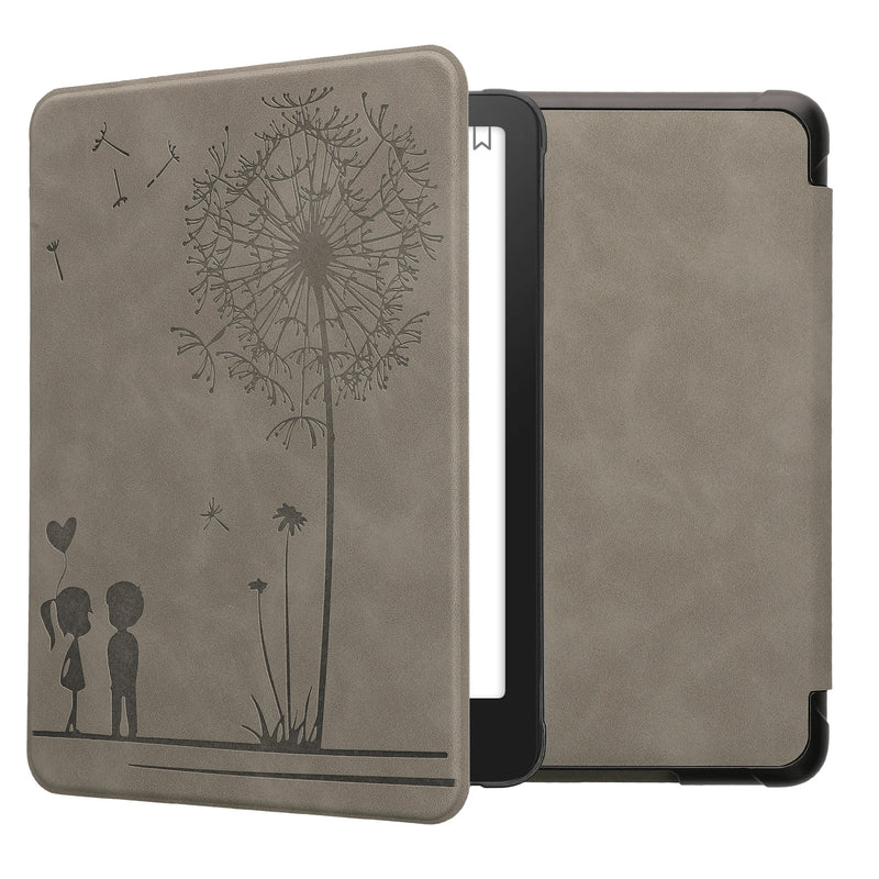 kwmobile Hülle kompatibel mit Amazon Kindle Paperwhite (2024)/Colorsoft Hülle - Kunstleder Cover - Pusteblume Love Grau Grau  [dsg01]