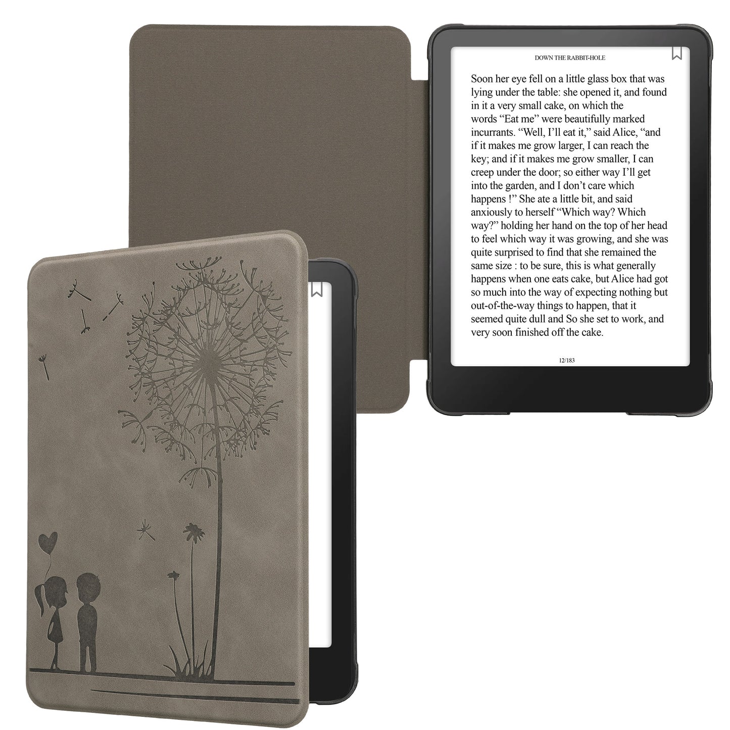 kwmobile Schutzhülle für Amazon Kindle Paperwhite (2024)/Colorsoft Hülle - eReader Case aus Kunstleder mit Auto Sleep Funktion - Pusteblume Love