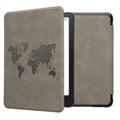 kwmobile Hülle kompatibel mit Amazon Kindle Paperwhite (2024)/Colorsoft Hülle - Kunstleder Cover - Travel Umriss Grau Grau  [dsg04]