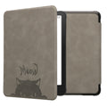 kwmobile Hülle kompatibel mit Amazon Kindle Paperwhite (2024)/Colorsoft Hülle - Kunstleder Cover - Katze Meow Grau Schwarz Grau  [dsg06]
