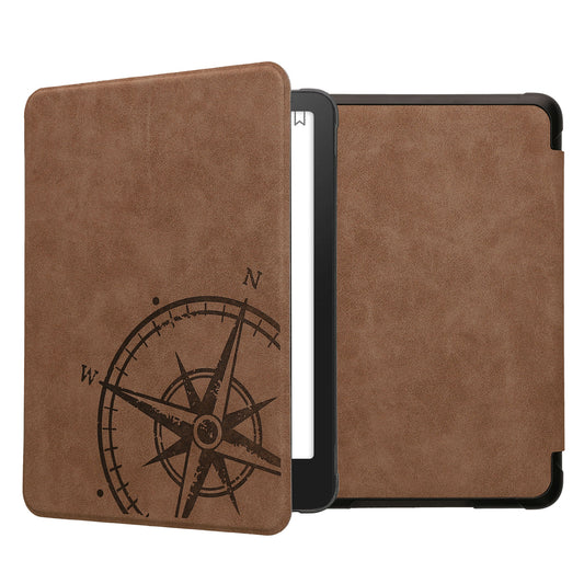 kwmobile Hülle kompatibel mit Amazon Kindle Paperwhite (2024)/Colorsoft - Kunstleder eReader Schutzhülle - Kompass Vintage Braun Braun  [dsg01]
