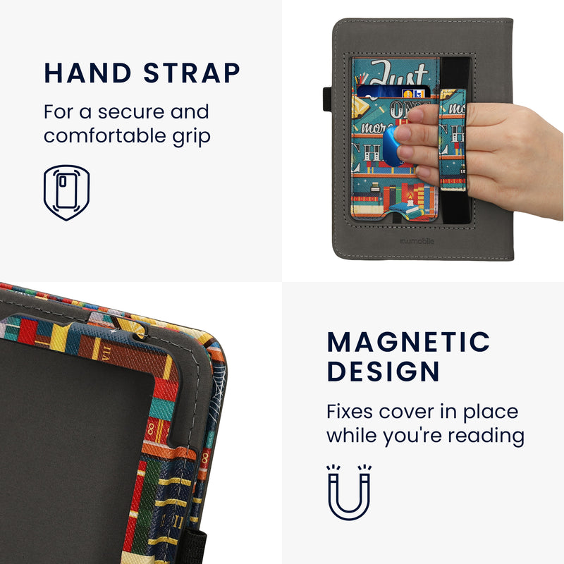 kwmobile Flip Cover kompatibel mit Amazon Kindle Paperwhite (2024) - Hülle mit Handschlaufe