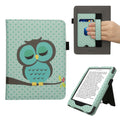 kwmobile Flip Cover kompatibel mit Amazon Kindle Paperwhite (2024)/Colorsoft - Hülle mit Handschlaufe Eule Schlaf Türkis Braun Mintgrün Türkis  [dsg04]