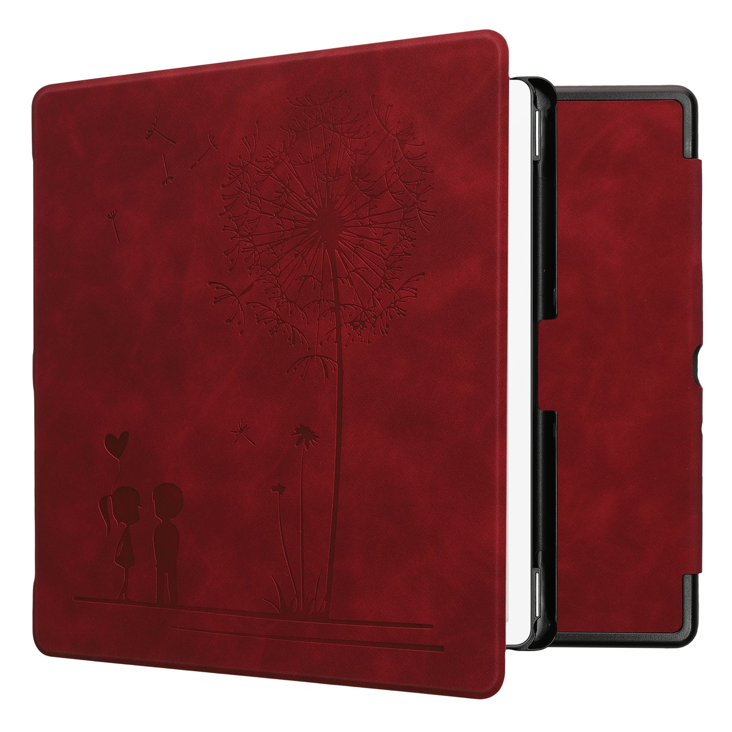 kwmobile Hülle kompatibel mit Amazon Kindle Scribe (2024) Hülle - Kunstleder Cover - Pusteblume Love Dunkelrot Dunkelrot  [dsg03]
