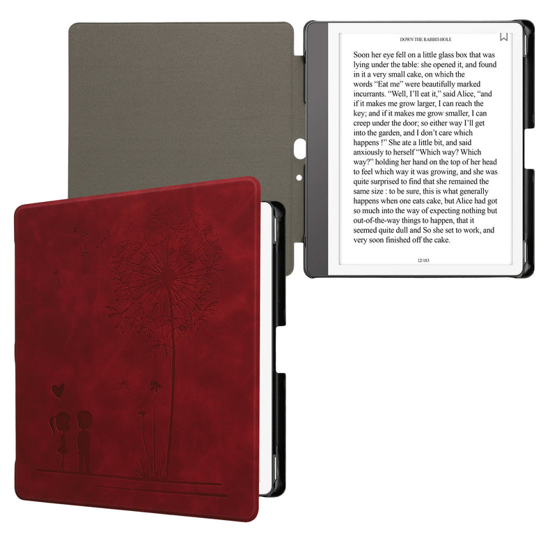 kwmobile Schutzhülle für Amazon Kindle Scribe (2024) Hülle - eReader Case aus Kunstleder mit Auto Sleep Funktion - Pusteblume Love