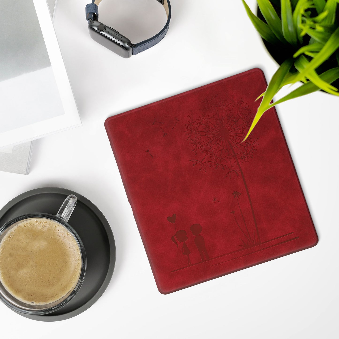 kwmobile Schutzhülle für Amazon Kindle Scribe (2024) Hülle - eReader Case aus Kunstleder mit Auto Sleep Funktion - Pusteblume Love