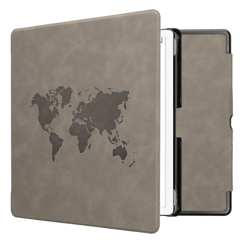 kwmobile Hülle kompatibel mit Amazon Kindle Scribe (2024) Hülle - Kunstleder Cover - Travel Umriss Grau Grau  [dsg04]